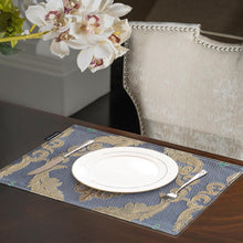 Load image into Gallery viewer, Opulent Grey Blue Jacquard Placemats Set - Traditional Dining Table Decor
