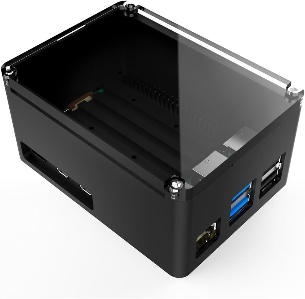 Compact Aluminum Raspberry Pi 5 Case - Silent Cooling with Silicone Thermal Pads