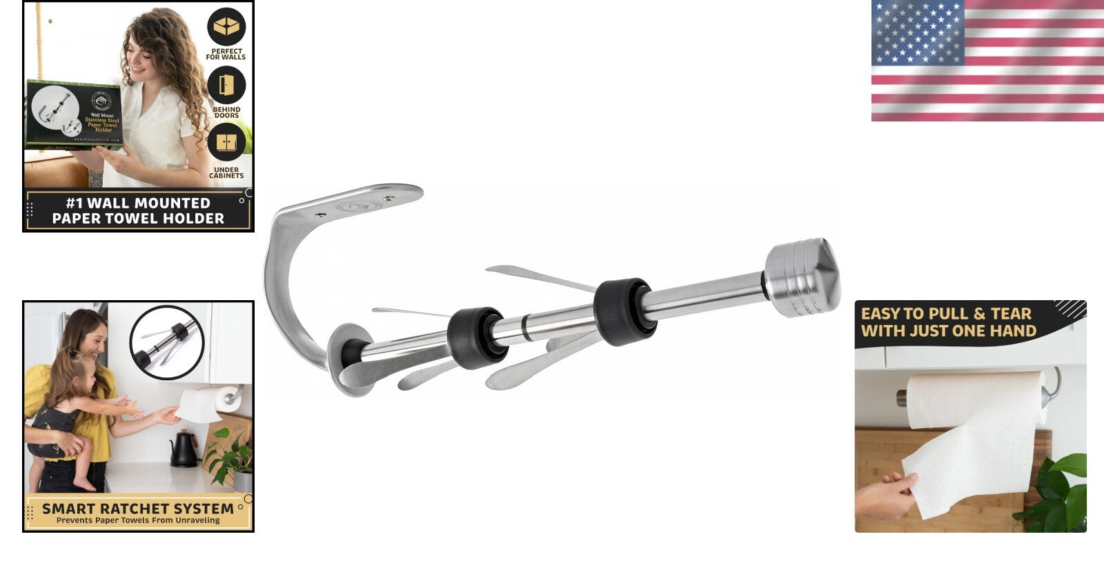 Elegant Paper Towel Dispenser - One-Handed Tear & Rust-resistant Stainless Steel