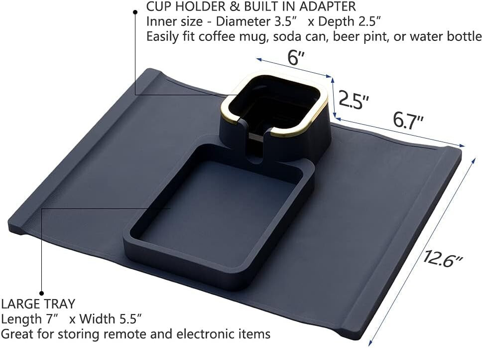 Versatile Navy Blue Silicone Couch Drink Holder - Perfect for Snacks & Remotes