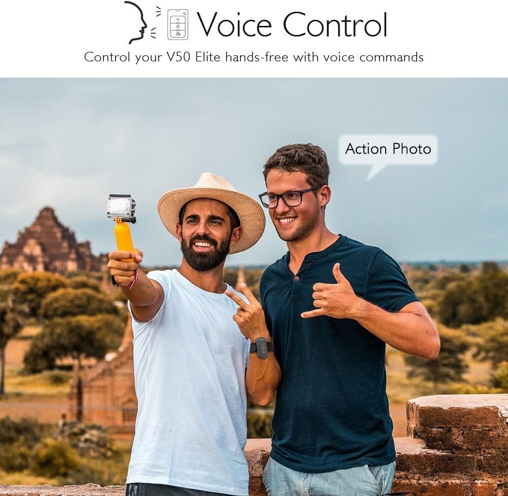 V50 Elite 4K/60fps Action Camera - Waterproof, Voice Control & 64GB Card