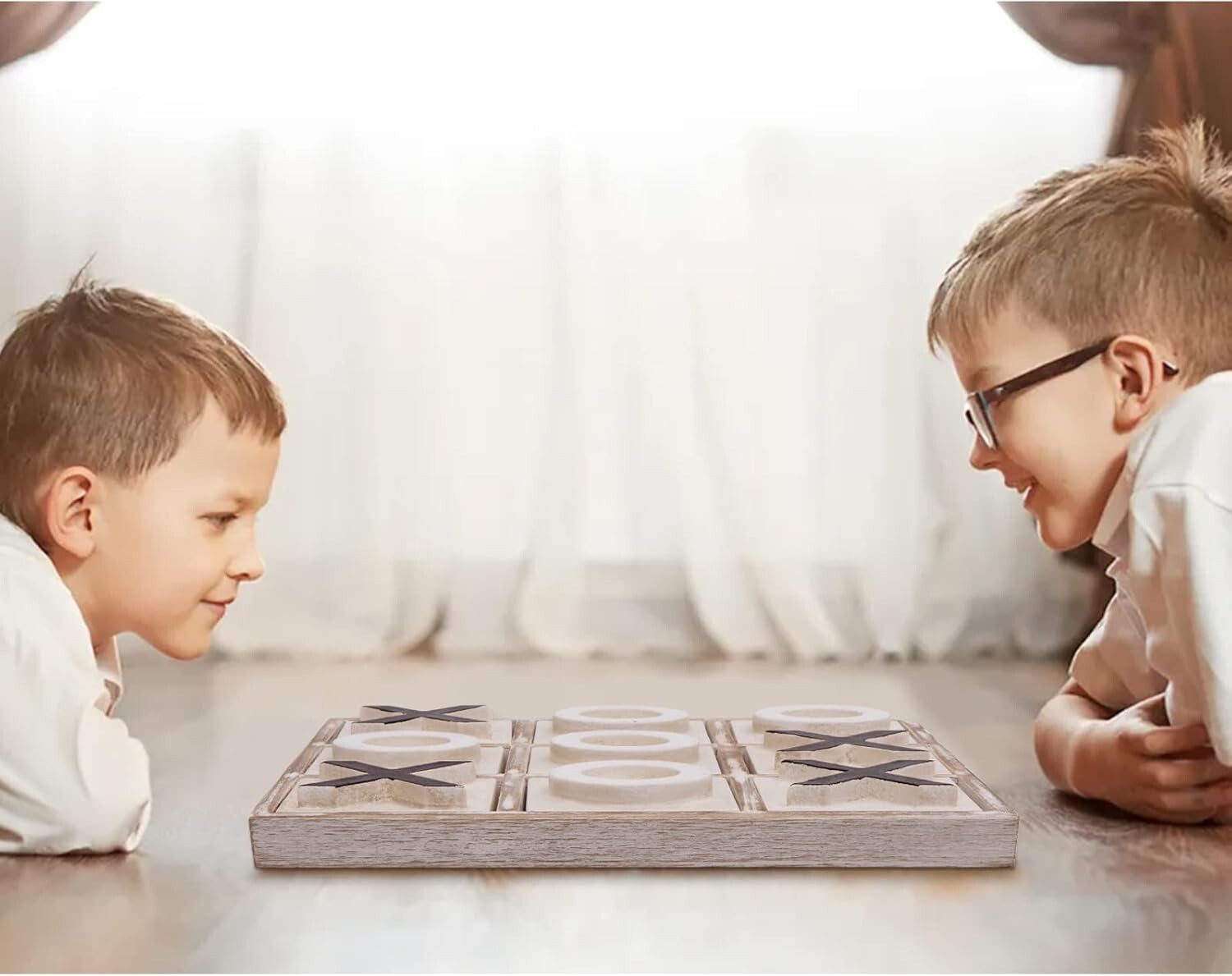 Eco-Friendly 12.6-Inch Tic Tac Toe Game - Rustic Decor for Home & Parties