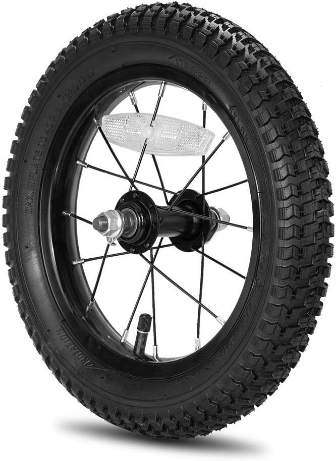 Durable 12 Inch Front Bicycle Wheel for Kids with Black Rubber Tire & Tube