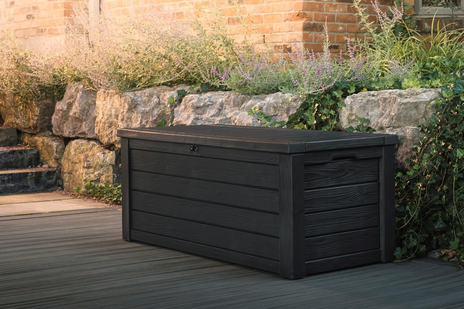 Elegant Lockable Outdoor Storage Box & Bench - 150 Gallon Waterproof Design
