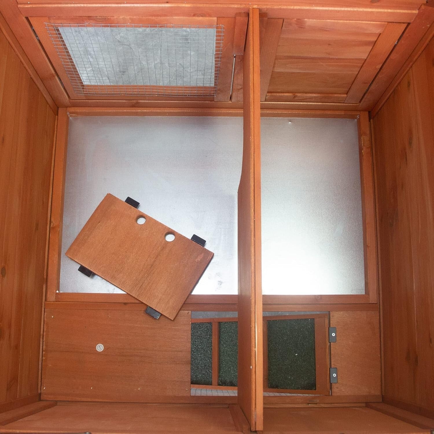 Natura Wood Rabbit Hutch with Pull-Out Tray & Hinged Roof for Easy Access