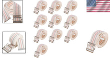 Load image into Gallery viewer, Pack of 10 Durable Transfer Gait Belts with Metal Buckles - Beige Striped Design