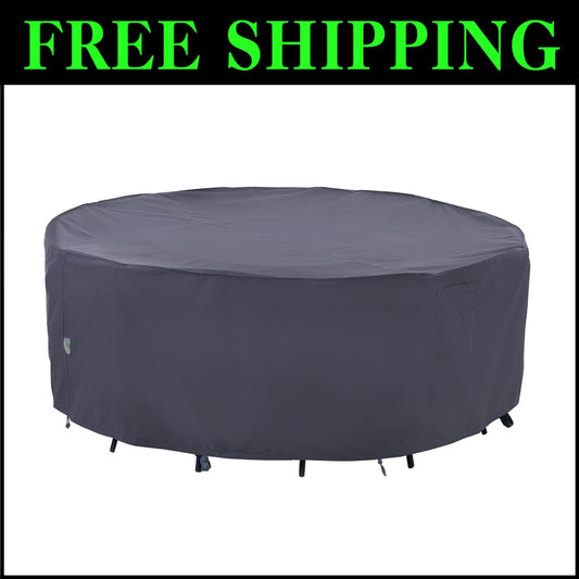 Adjustable Waterproof Outdoor Cover for 62" Round Table Chairs Set - Grey Style