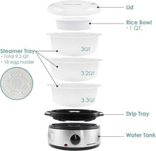 Load image into Gallery viewer, Multi-Function 9.5 Quart Electric Steamer with Easy Clean &amp; Compact Storage