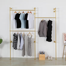 Load image into Gallery viewer, Industrial Style Wall-Mounted Clothes Rack - Gold Finish 330.7 lb Capacity