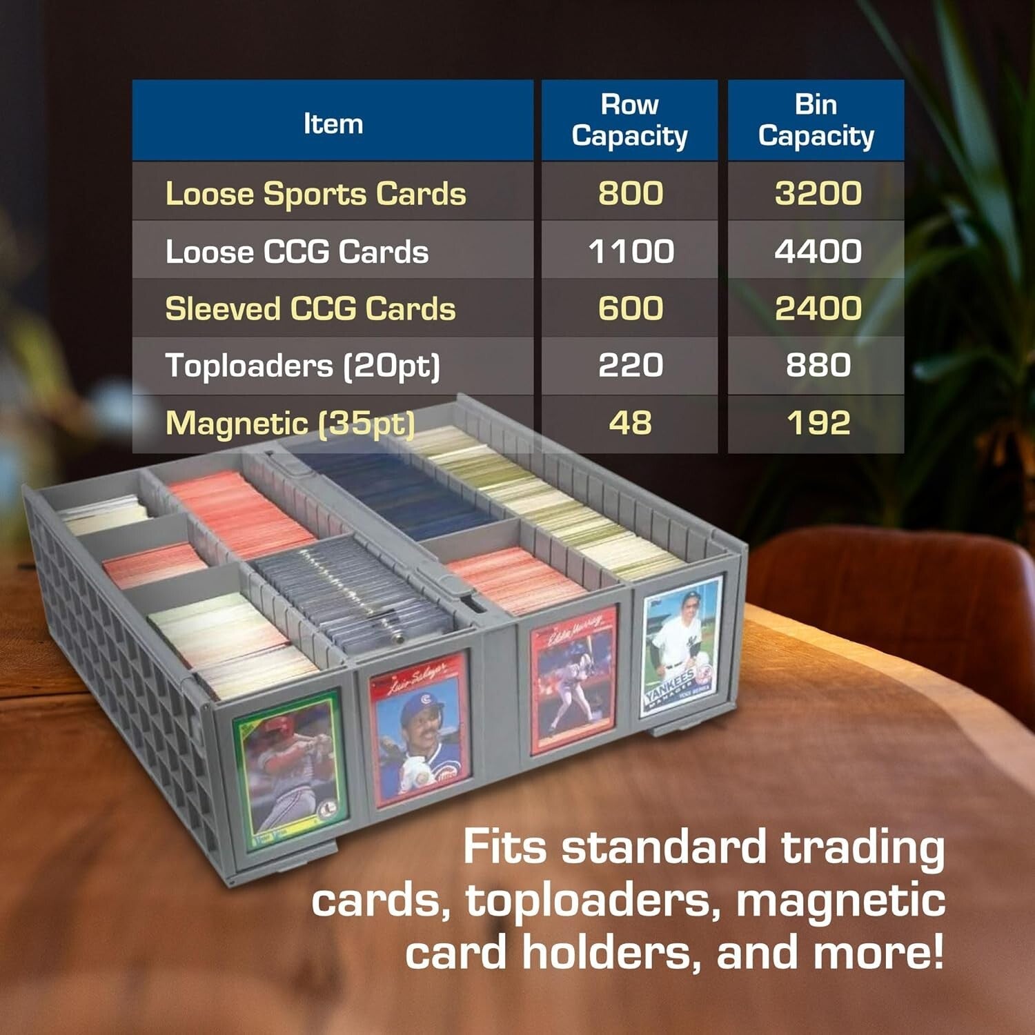 Hinged Card Holder Bins - 2 Pack, Stackable Design, Fits MTG & Pokémon Cards