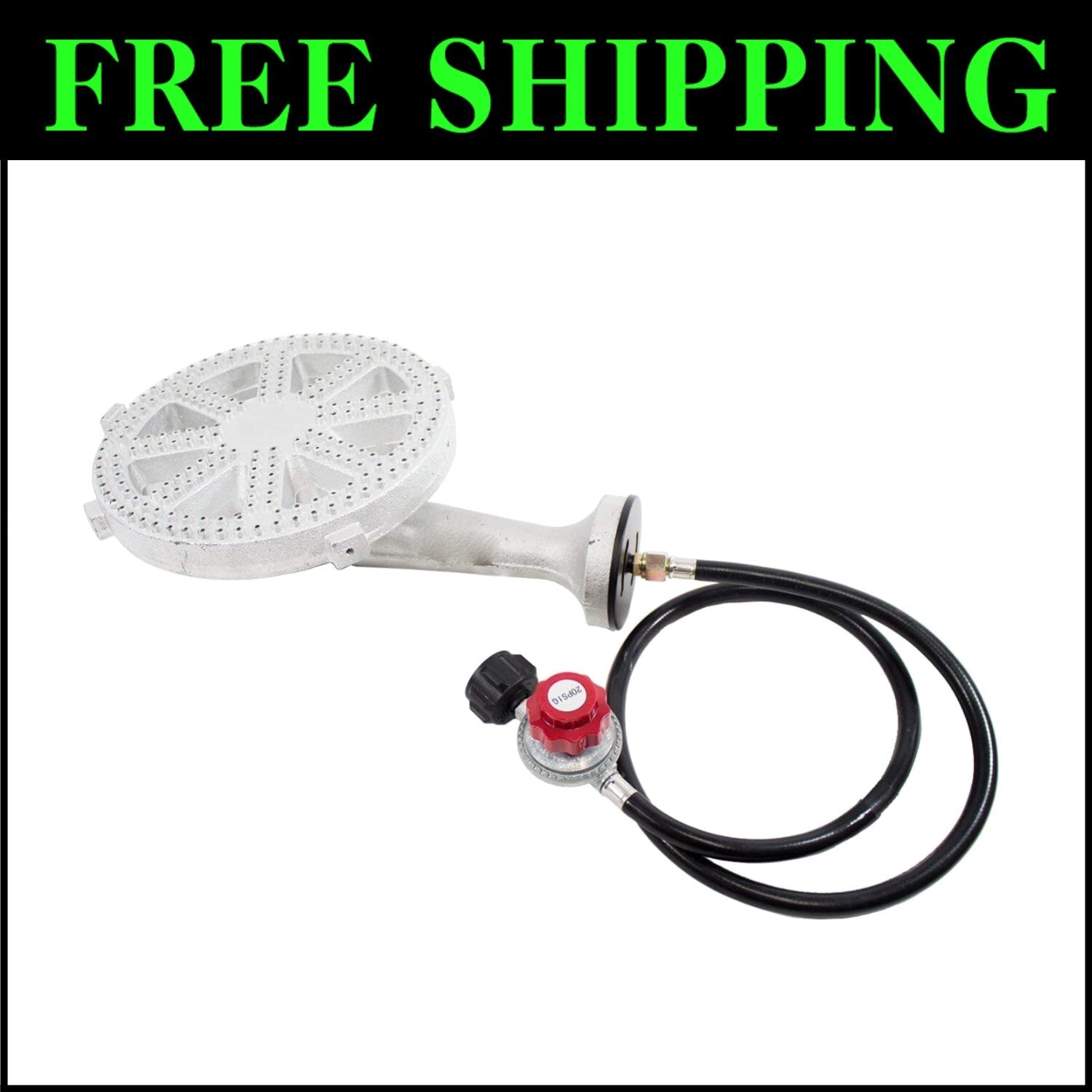 Heavy Duty 10in Propane Burner Head Set with Adjustable 0-20 PSI Regulator
