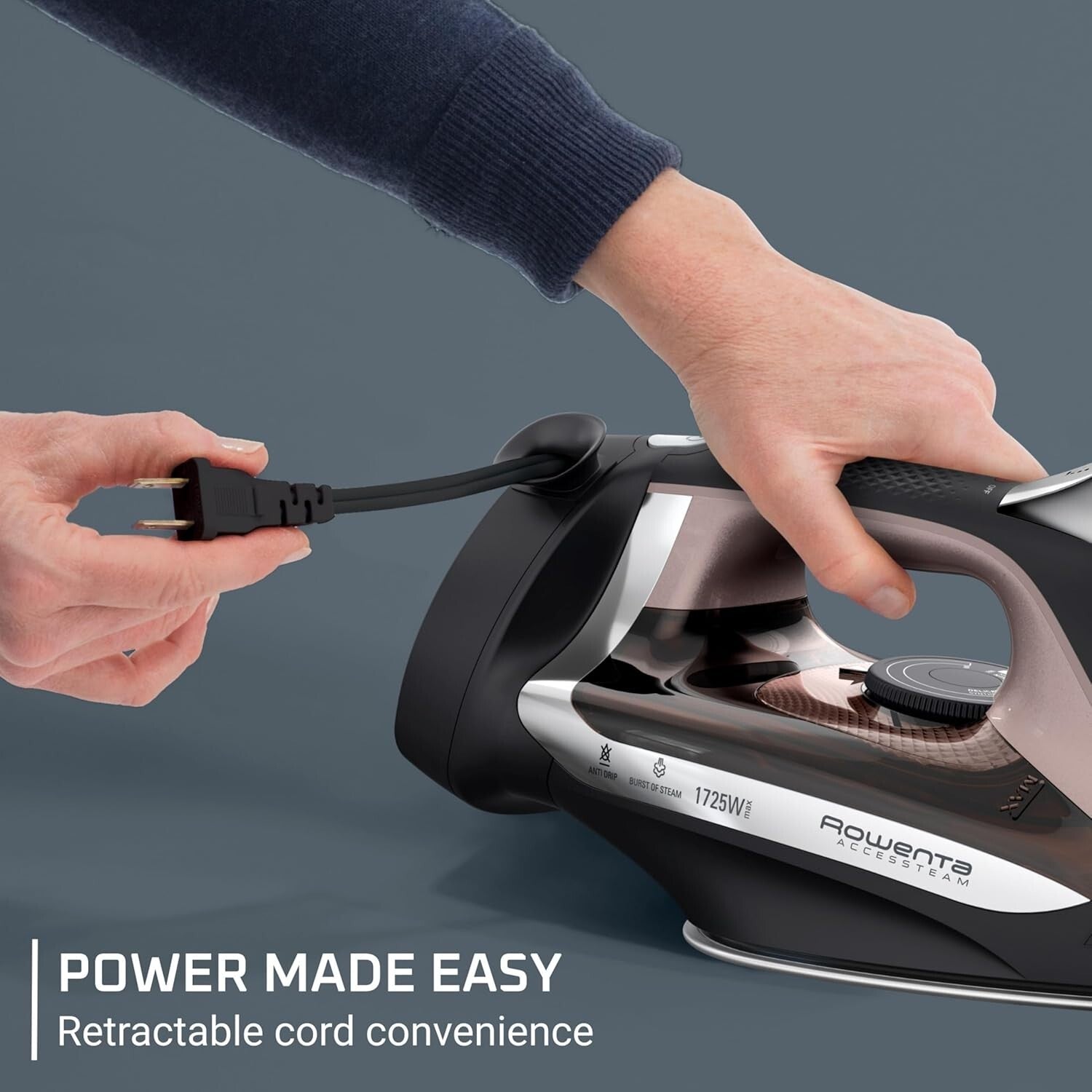 Ultimate Steam Iron with Retractable Cord - 350 Micro-Holes for Perfect Coverage