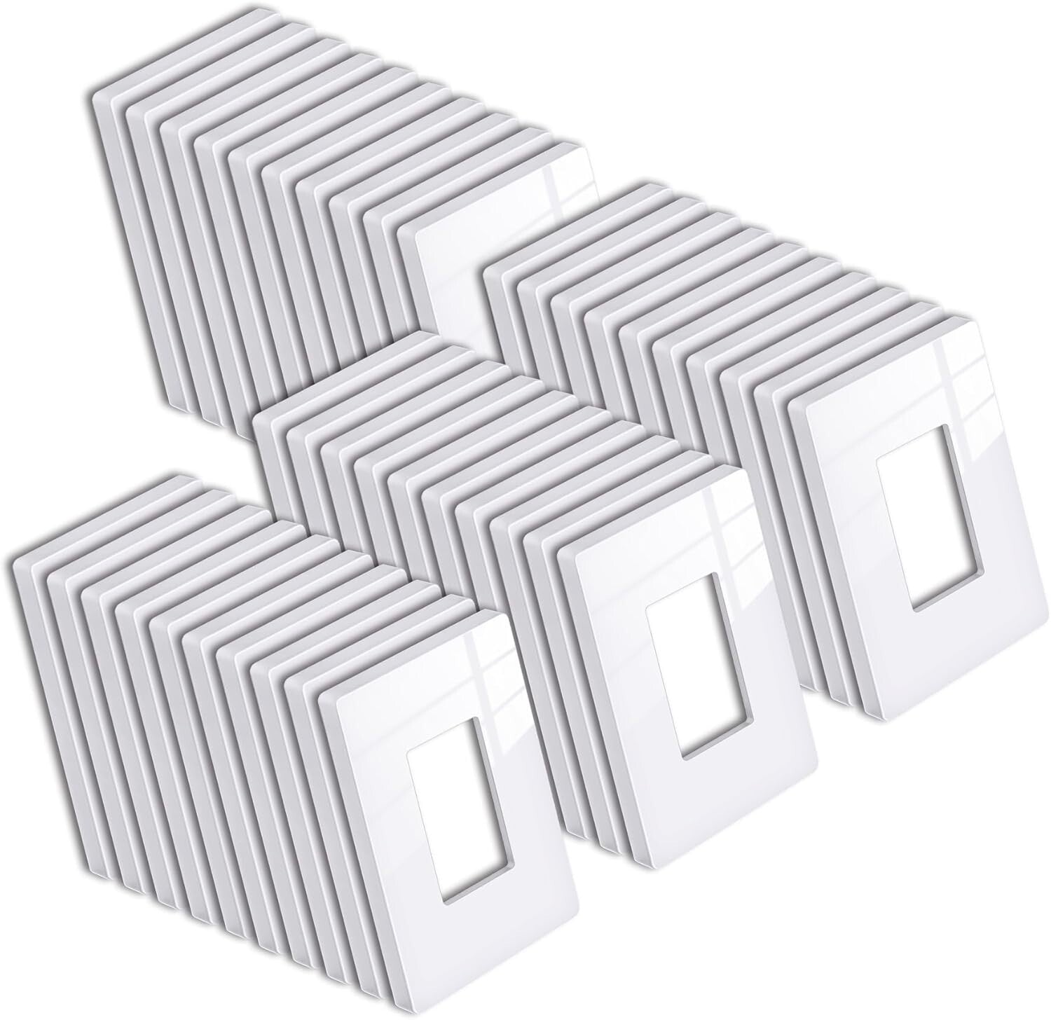 40-Pack Modern Screwless Mid-Size Outlet Covers | Gloss Snow White Finish