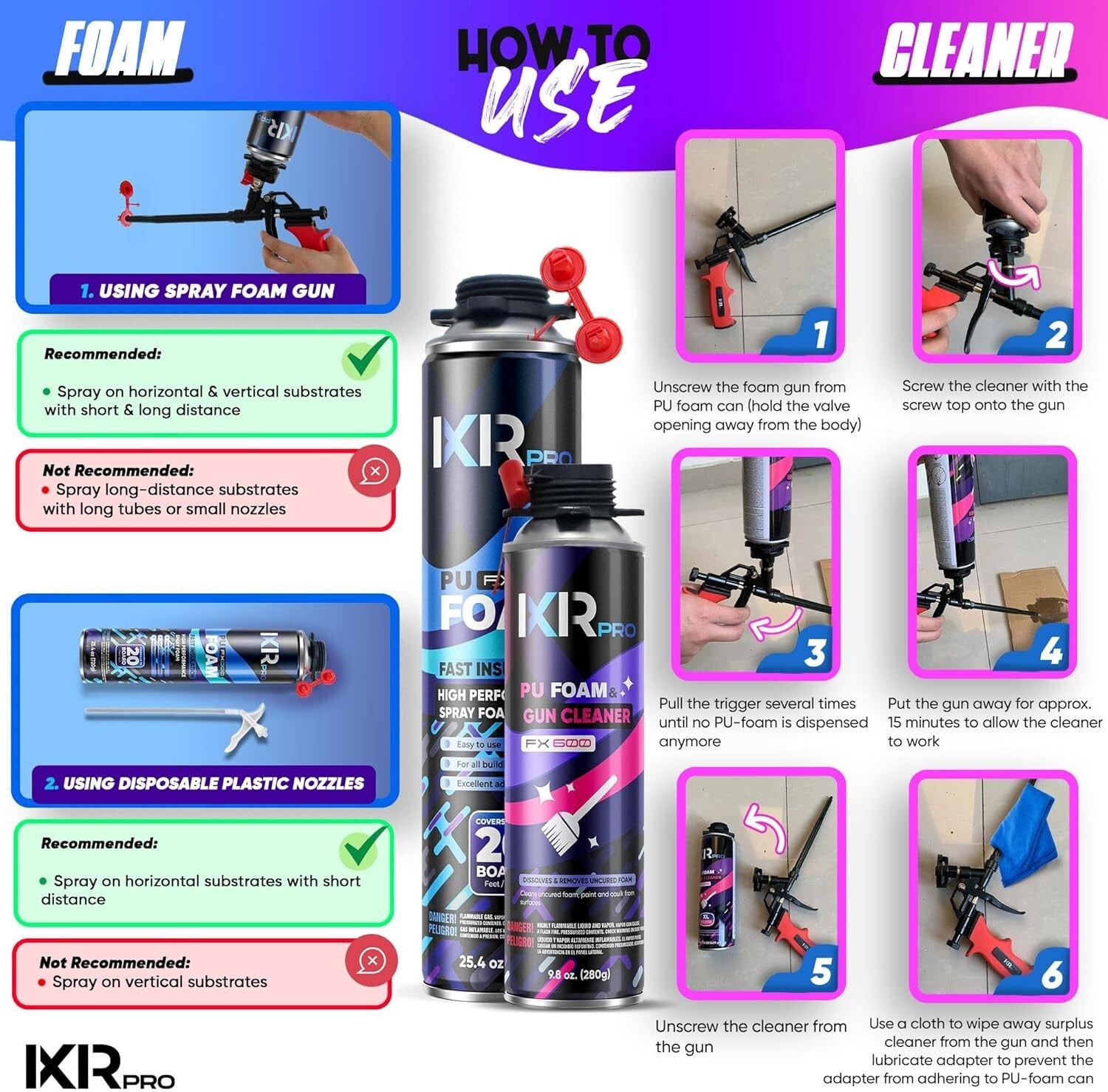 Fast Curing Spray Foam Insulation Kit with Cleaning Tools - Outdoor & Indoor Use