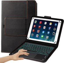 Load image into Gallery viewer, 7-Color Backlit TouchPad Keyboard Case for 9-11” Tablets – Wireless Convenience