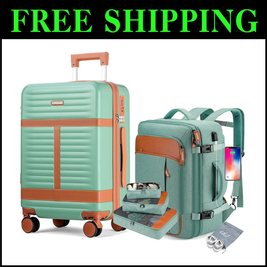 Durable 20 Inch Hardshell Carry On with Integrated 18 Inch Backpack & Organizer