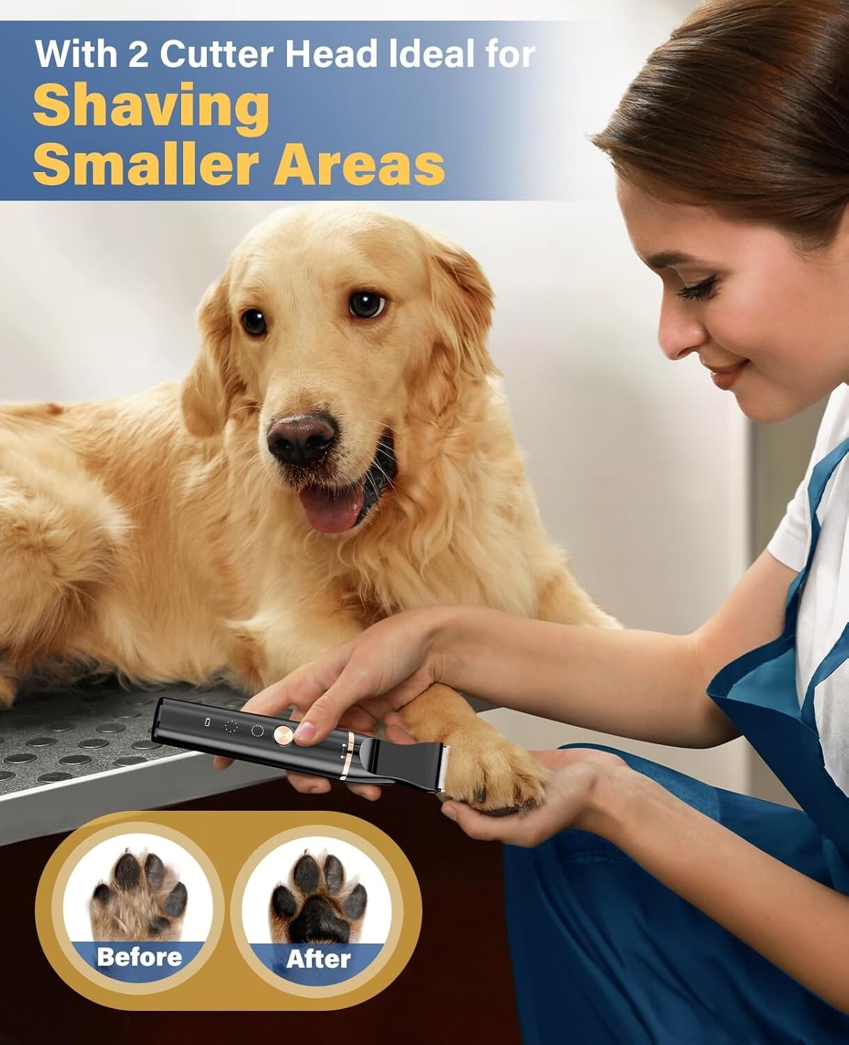 Rechargeable Waterproof Dog Clippers - Perfect for Thick Hair, Quiet Operation