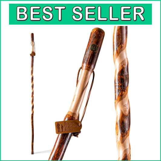 Elegant 58" Twisted Hickory Walking Stick - Lightweight & Durable for Hiking