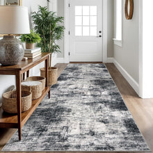 Load image into Gallery viewer, Elegant Black &amp; Grey 3x10 Ft Indoor Runner Rug - Soft, Durable, Abstract Design