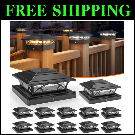 12 Pack Solar Fence Post Lights - Modern Waterproof Outdoor Lighting Solution