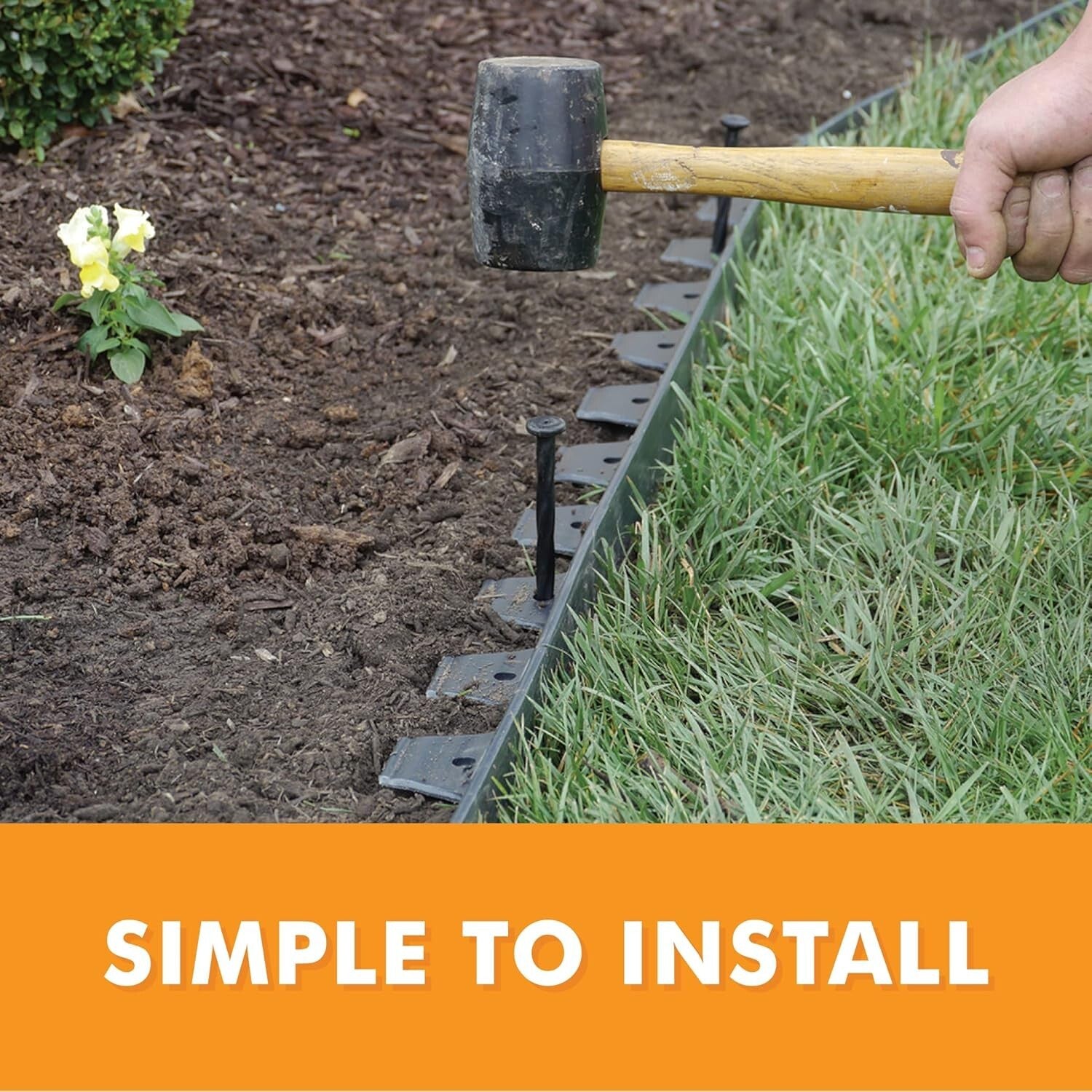 Flexible No-Dig Landscape Edging with Tall Wall Design - 90' Installation Kit