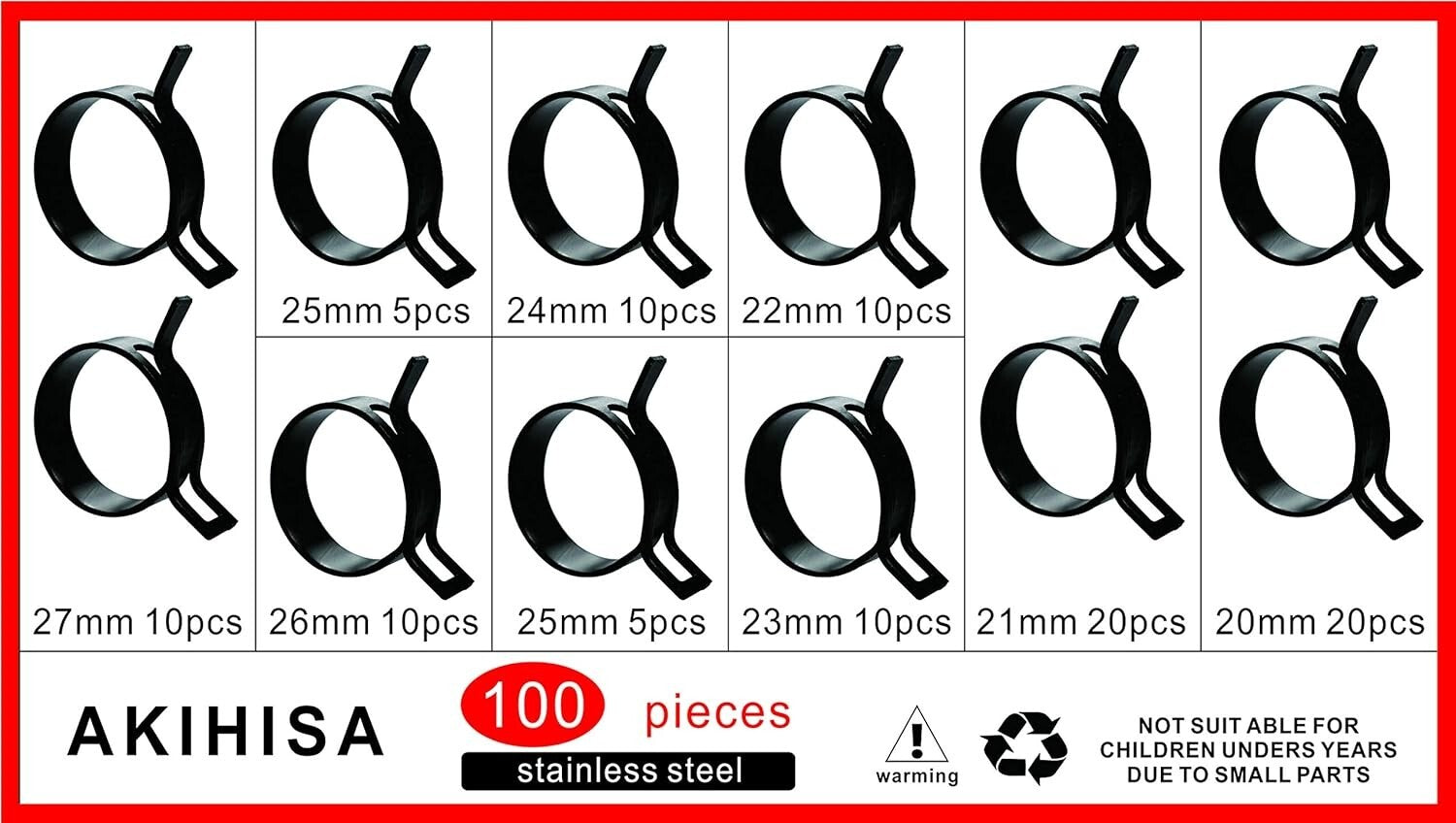 Effortless Use 100Pcs Spring Hose Clamps Assortment - Leak-Proof & Durable