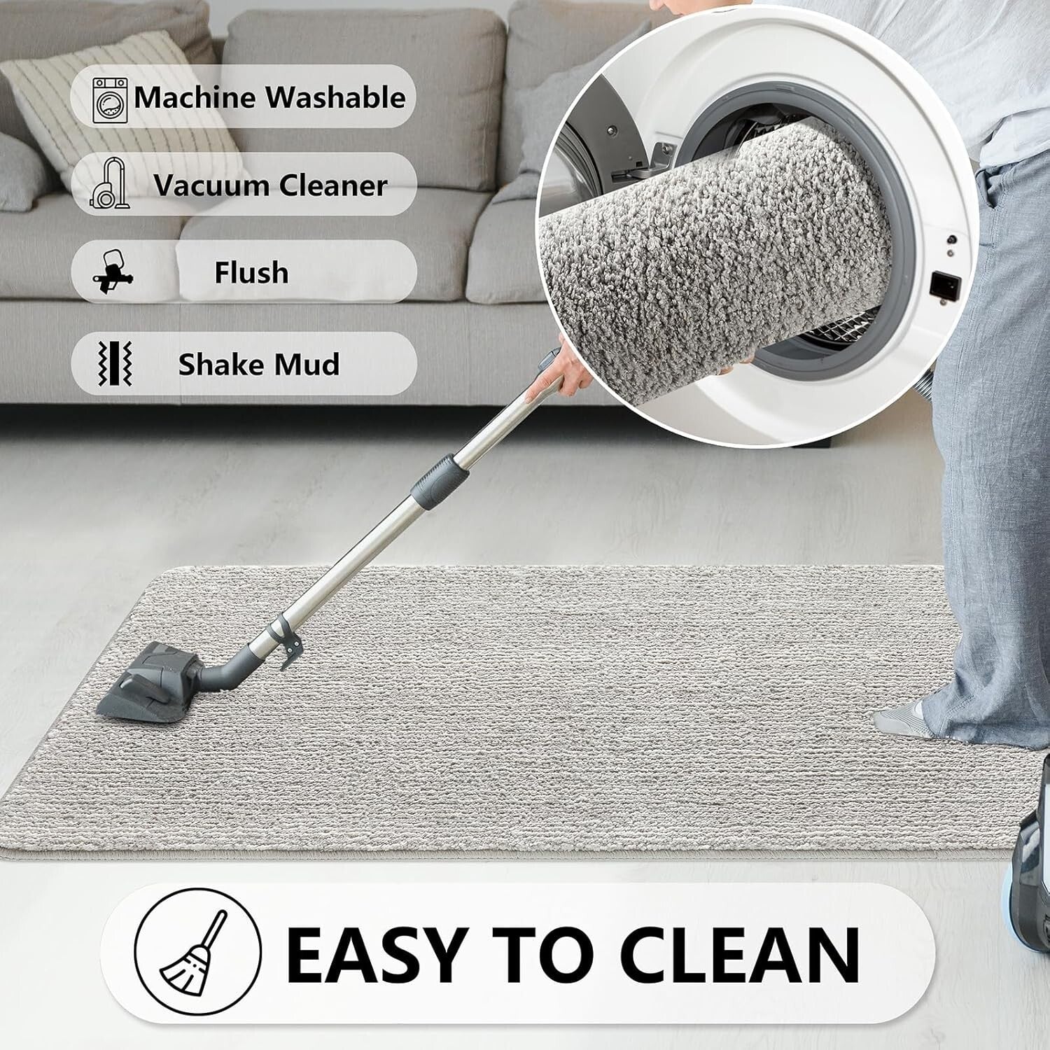 32"x40" Low-Profile Indoor Doormat - Durable Absorbent Grey with Non-Slip Mat