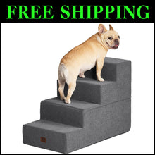 Load image into Gallery viewer, Portable 4-Step Dog Stairs for Small Dogs - Indoor Pet Steps with Washing Cover