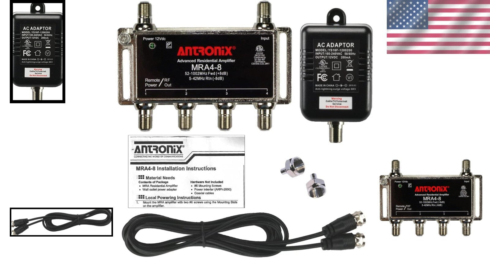 Advanced 4-Port Cable TV Amplifier - Boost UHF/VHF/FM Reception Effortlessly