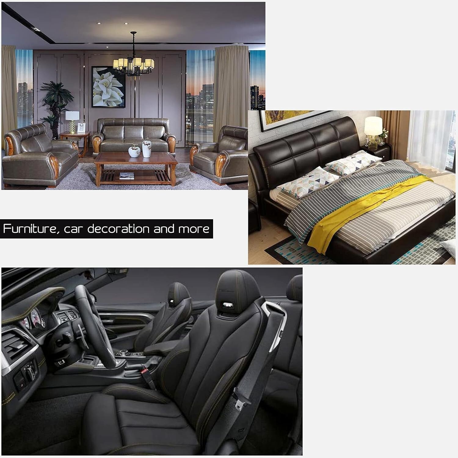 Durable Self-Adhesive Leather Repair Patch for Furniture - 36x79 inch Black Tape