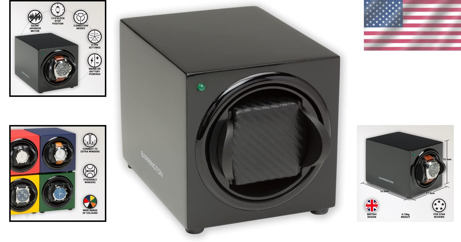 Programmable Watch Winder Box for Most Automatic Watches - 5 TPD Settings