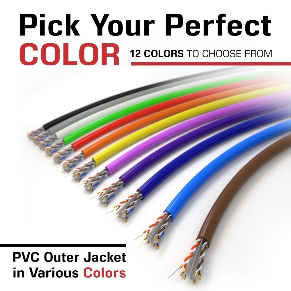 1000ft Cat 6 Ethernet Cable - High-Speed 23AWG Network Wire for Gaming & Office