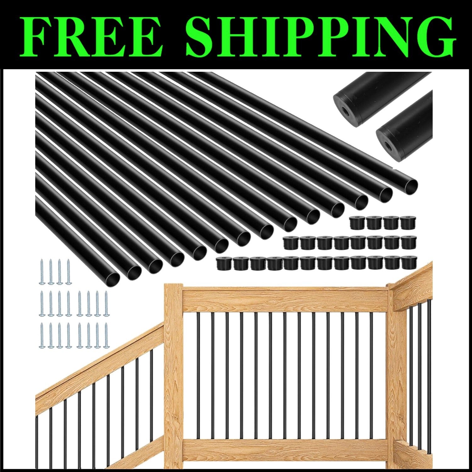 51-Pack 32" Rust-Resistant Aluminum Deck Balusters for Elegant Outdoor Railings