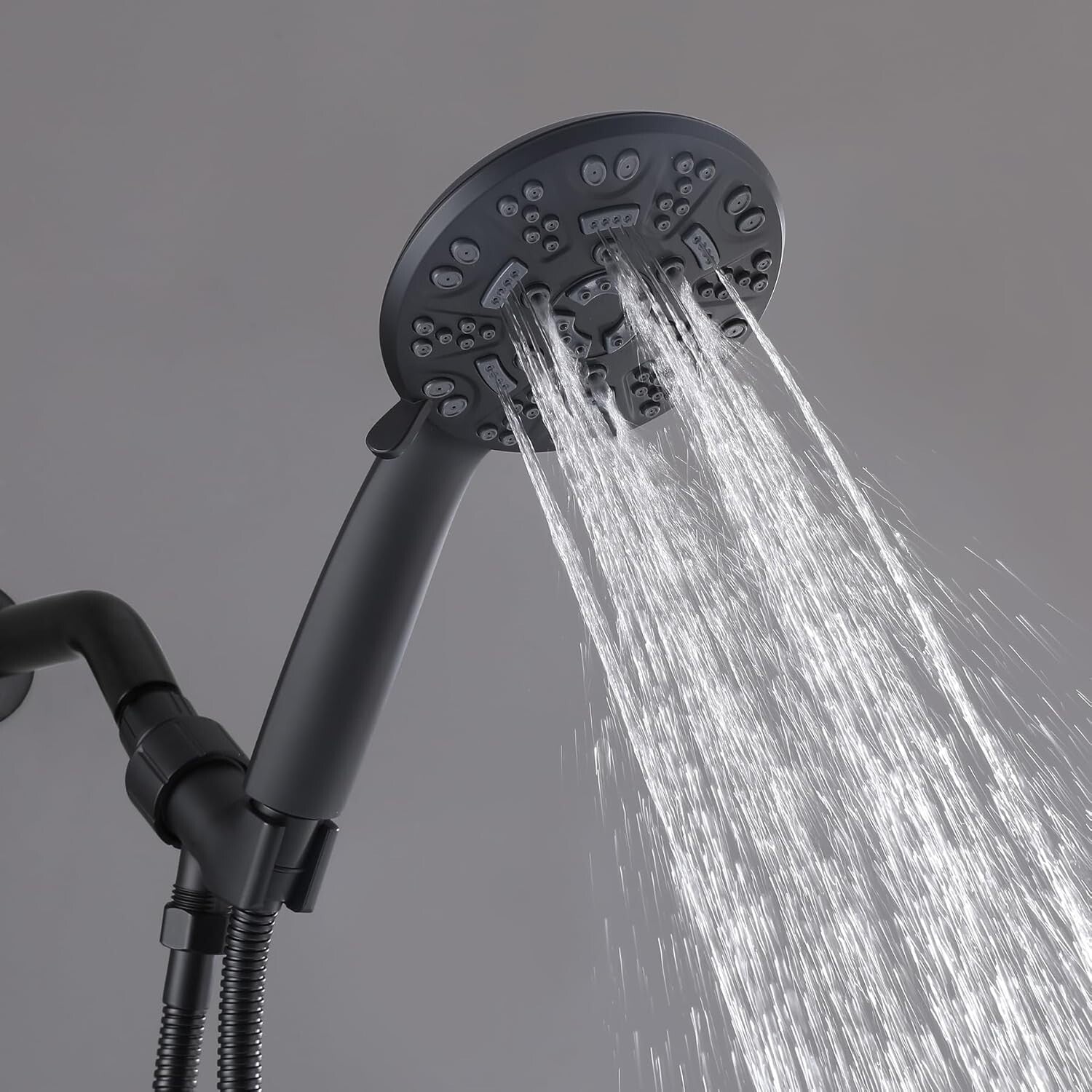 All-in-One Shower Tub Kit: 3 Handles, 8 Settings & Elegant Matte Black Finish