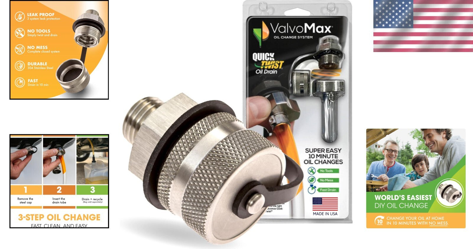 Mess-Free Oil Drain Valve with Viton O-Rings - Quick Twist for Easy Maintenance