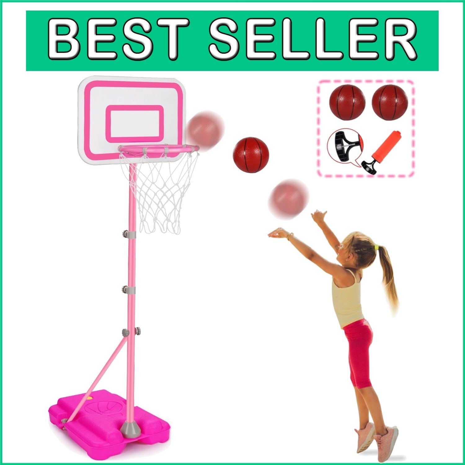 Fun Pink Basketball Goal for Kids - Perfect Adjustable Toy for Young Girls