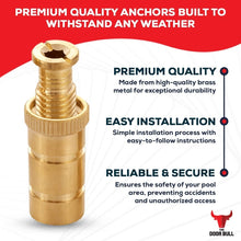 Load image into Gallery viewer, Heavy-Duty Brass Pool Cover Anchors - Universal Fit for Concrete &amp; Pavers Deck