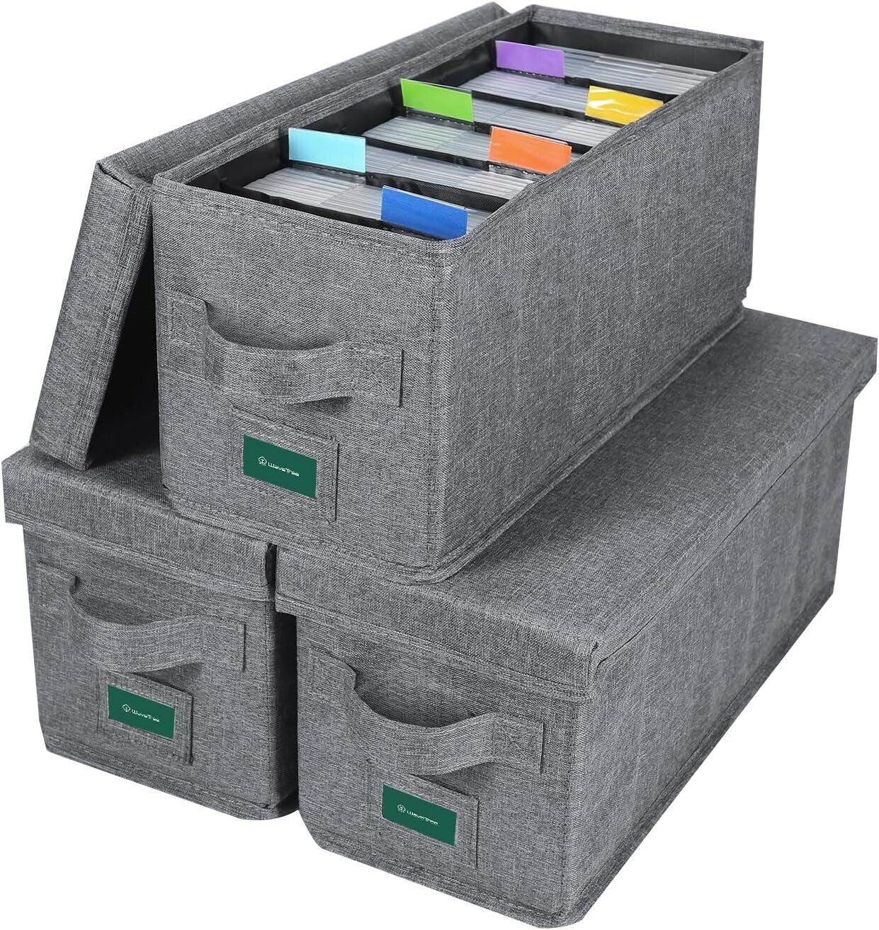 Premium CD Storage Solutions: Waterproof Fabric Case Holder with Labels, 3-Pack