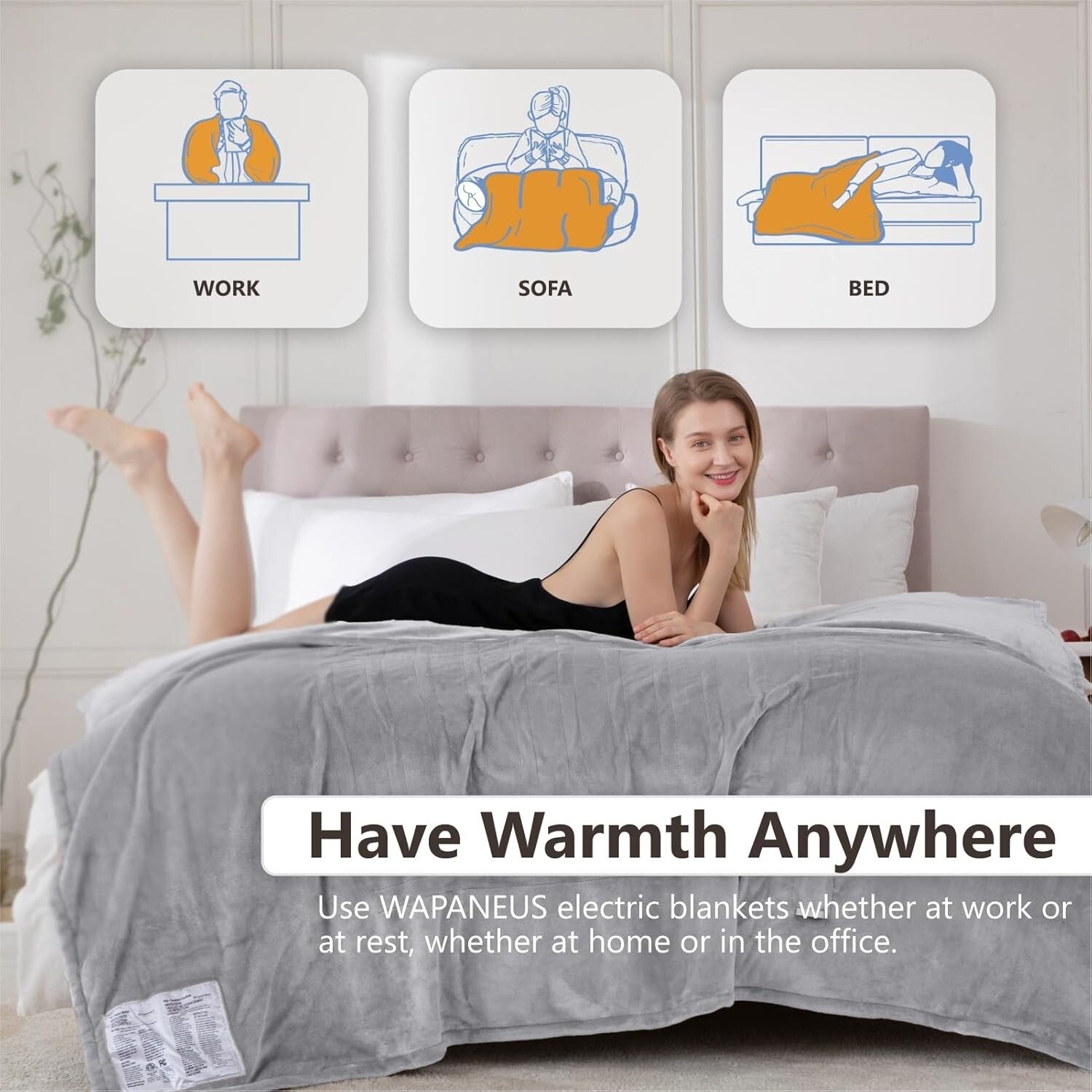 ETL Certified Heated Blanket Throw - Warm & Soft for Home & Camping, 72" x 84"