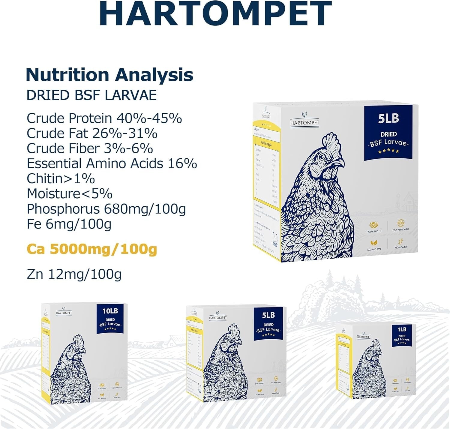 10LB Dried BSF Larvae - High-Protein, Natural Feed for Poultry, Birds & Reptiles