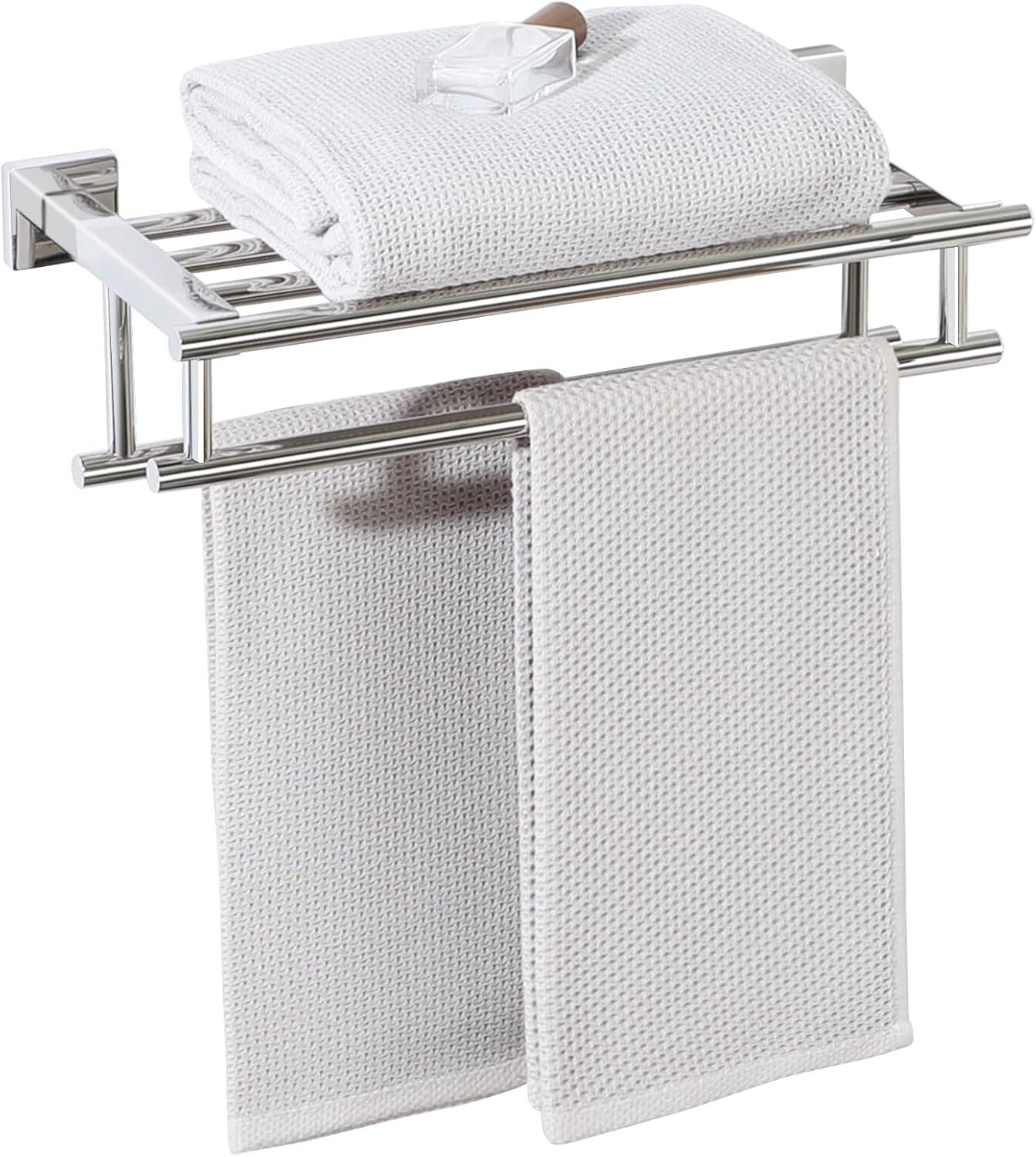 Elegant 16" Polished Chrome Towel Holder with Double Bars for Modern Bathrooms