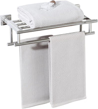 Load image into Gallery viewer, Elegant 16" Polished Chrome Towel Holder with Double Bars for Modern Bathrooms