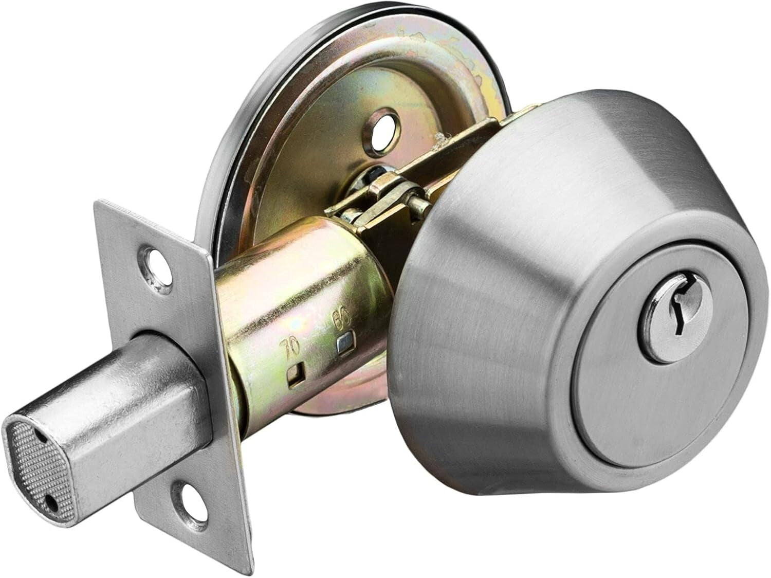 Alloy Steel Reversible Lever Handle & Adjustable Deadbolt Set in Satin Finish