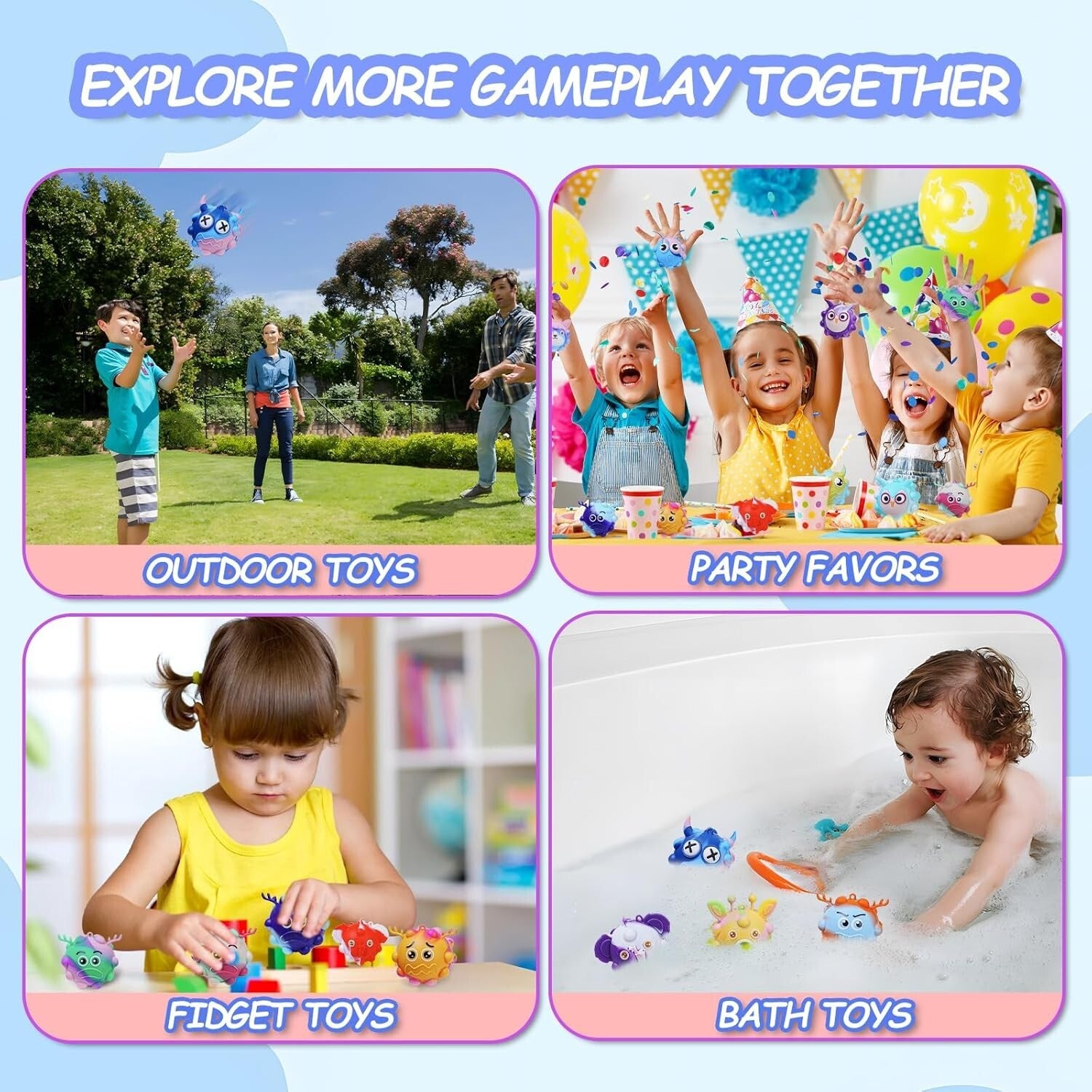 Vibrant 3D Stress Ball Fidget Toys, Perfect for Parties and Easter Baskets