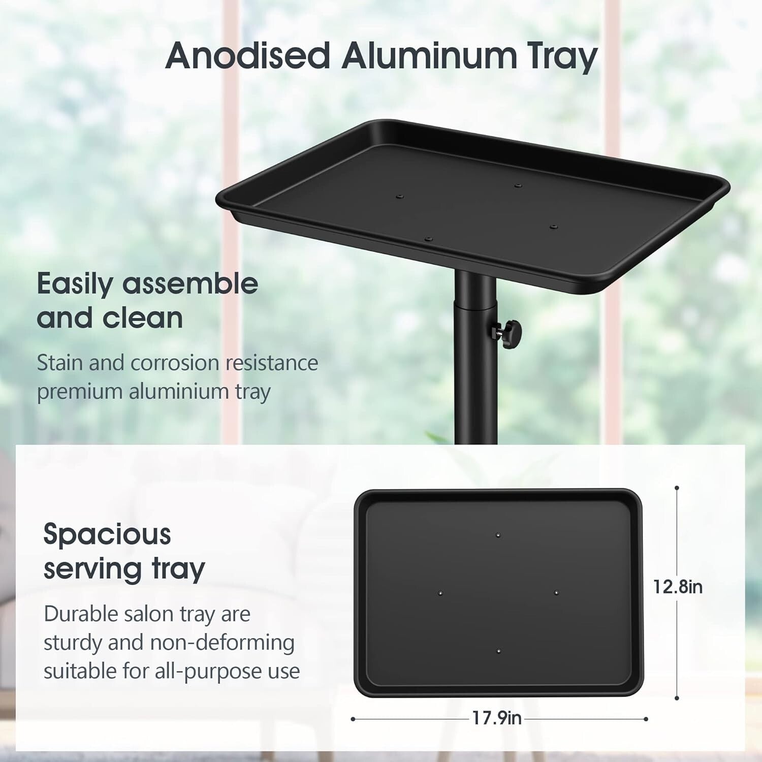 Durable Aluminum Salon Tray with 360° Swivel Wheels - Ideal for Professionals
