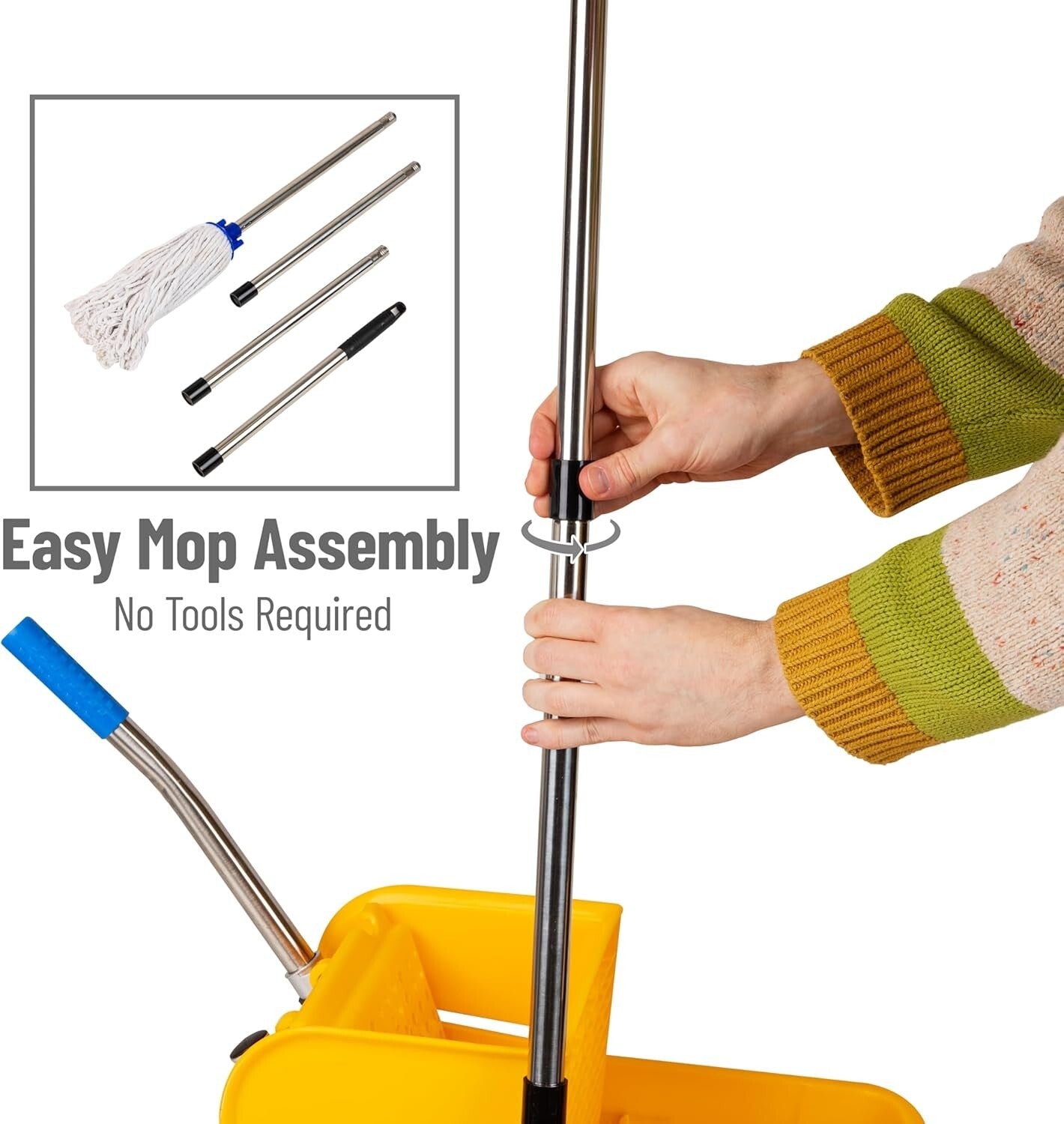 Ergonomic 22 Qt Mop Bucket & Wringer Set with Wheels - Effortless Cleaning