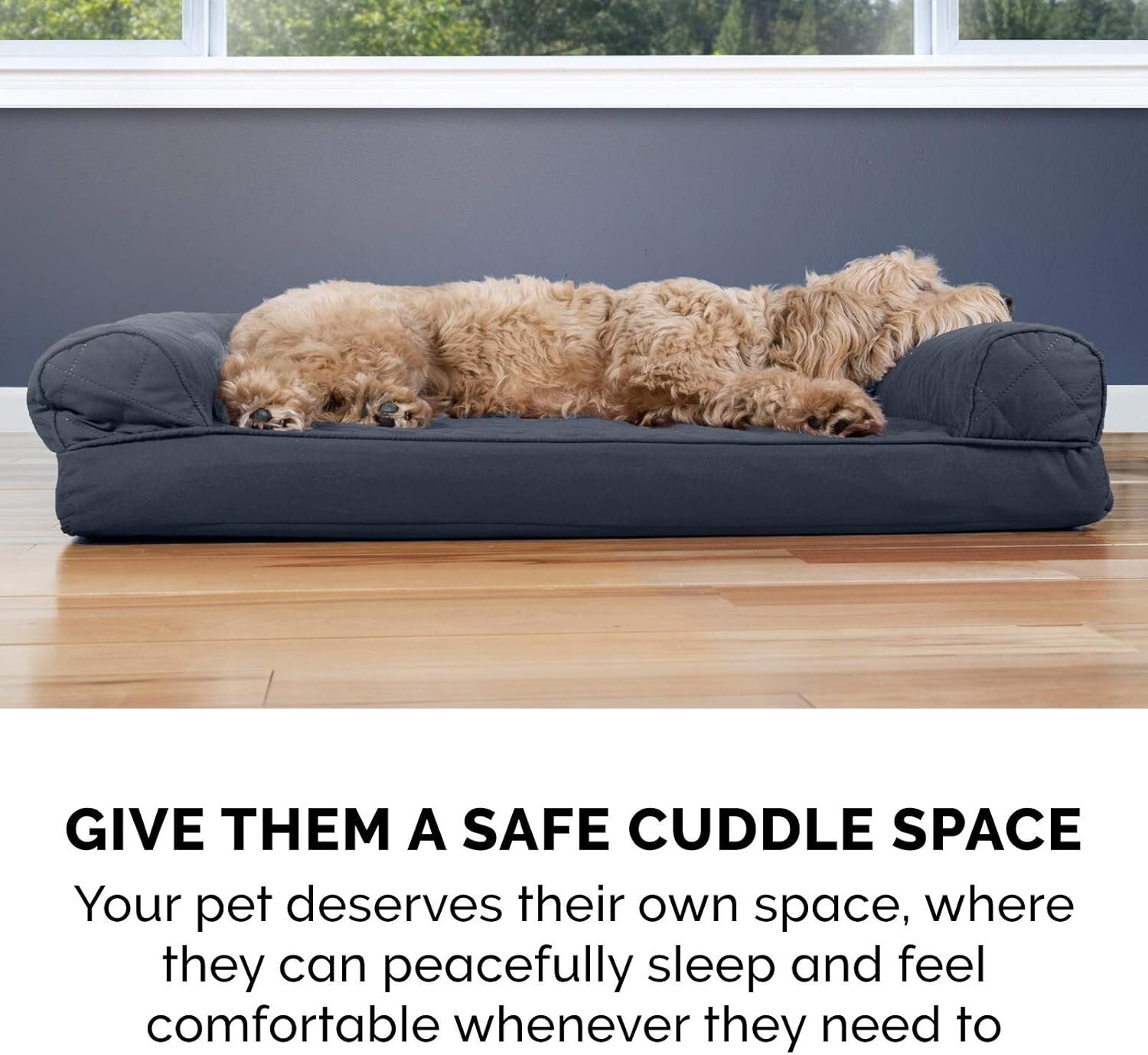 Supportive Quilted Orthopedic Dog Couch for Large Dogs - Machine Washable Cover