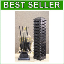 Load image into Gallery viewer, Intricate Handmade Black Soapstone Incense Stick Tower - Ideal for Gifting