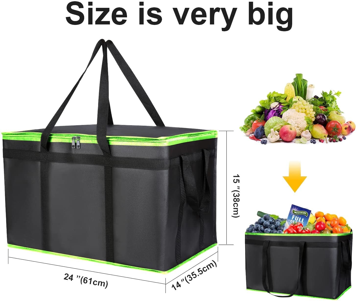 Eco-Friendly 2 Pack Insulated Grocery Shopping Bags - Collapsible & Durable