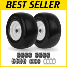 Load image into Gallery viewer, Premium 6 Solid Flat-Free Lawn Mower Tire with Smooth Tread &amp; Easy Install Kit